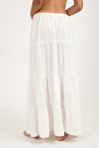 RHYTHM SHORE TIERED MAXI SKIRT | WHITE