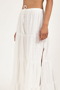 RHYTHM SHORE TIERED MAXI SKIRT | WHITE