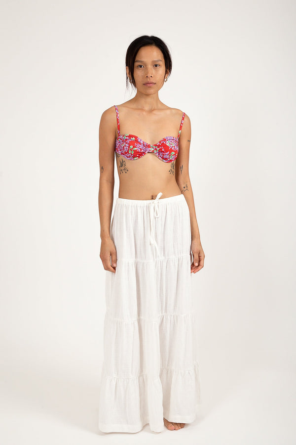 RHYTHM SHORE TIERED MAXI SKIRT | WHITE