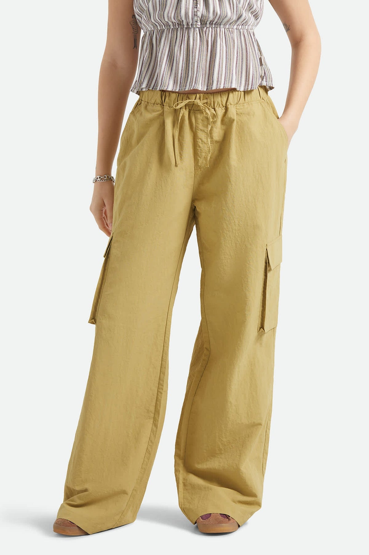 BRIXTON THE JETT LW CARGO WIDE LEG PANT - OLIVE STONE