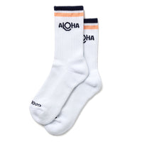 ALOHA COLLECTION ALOHA STRIPE CREW SOCK - NAVY