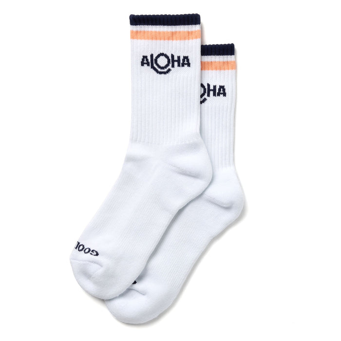 ALOHA COLLECTION ALOHA STRIPE CREW SOCK - NAVY