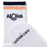 ALOHA COLLECTION ALOHA STRIPE CREW SOCK - NAVY