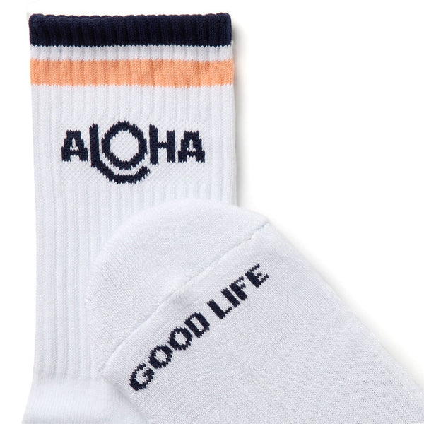 ALOHA COLLECTION ALOHA STRIPE CREW SOCK - NAVY