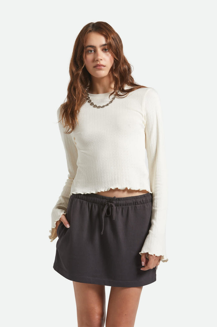 BRIXTON CAREFREE ORGANIC GARMENT DYED LOUNGE SKIRT - BLACK