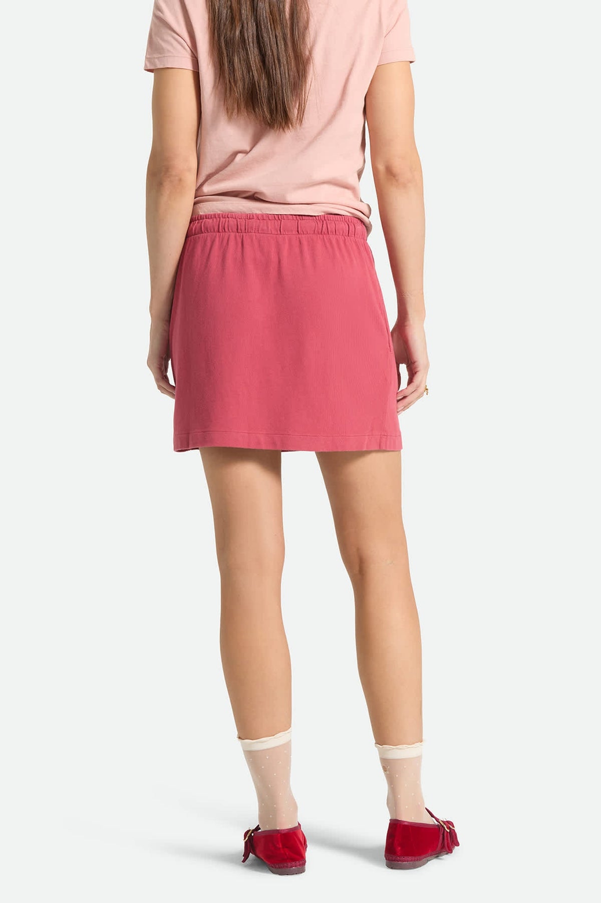 BRIXTON CAREFREE ORGANIC GARMENT DYED LOUNGE SKIRT - ROBUST RED