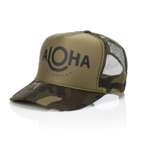 ALOHA COLLECTION TRUCKER HAT / BLACK/CAMO