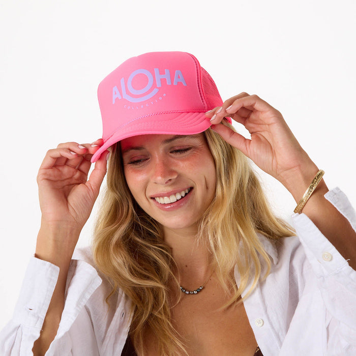ALOHA COLLECTION TRUCKER HAT / ALOHA / NEON PINK LAVENDE