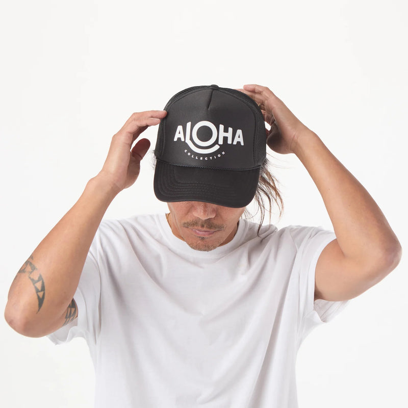 ALOHA COLLECTION TRUCKER HAT / BLACK