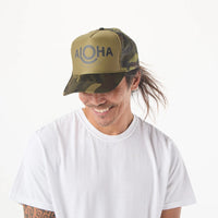 ALOHA COLLECTION TRUCKER HAT / BLACK/CAMO