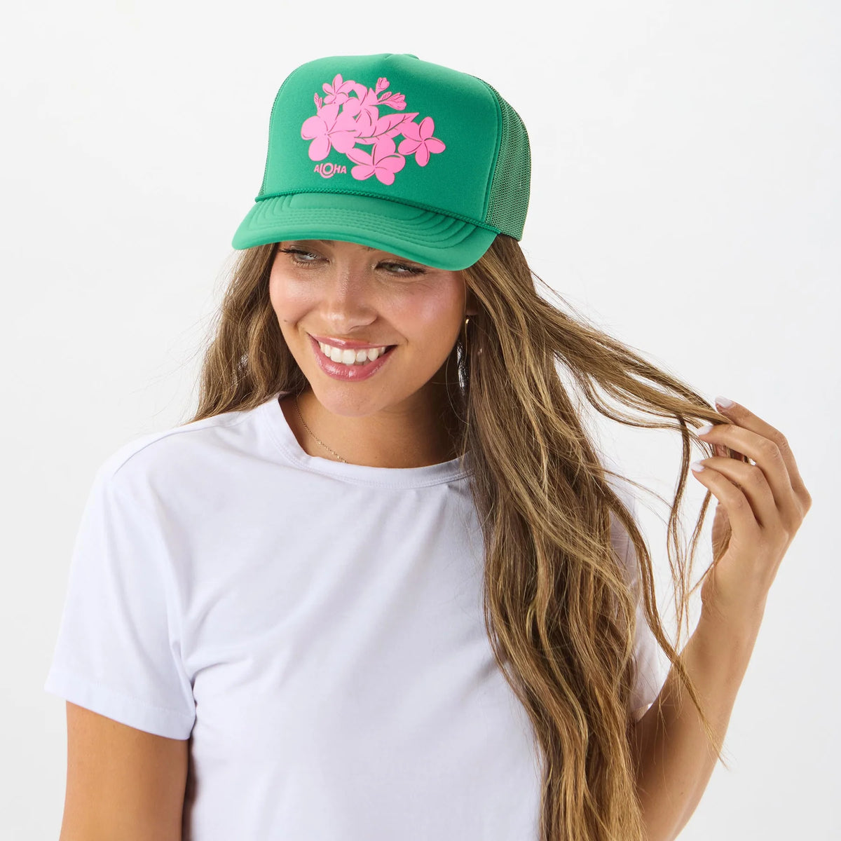 ALOHA COLLECTION TRUCKER HAT / MELIA / KELLY GREEN