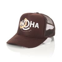 ALOHA COLLECTION TRUCKER HAT / LEI ALOHA  / SANDSTONE/COCONUT