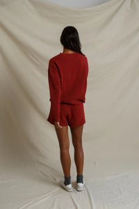 PERFECT WHITE TEE TYLER FRENCH TERRY PULLOVER SWEATSHIRT - RUBY RED T70