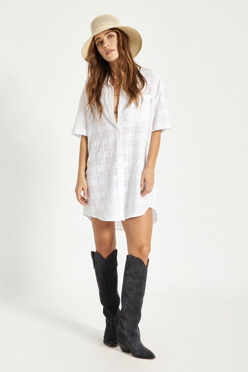 BRIXTON LEON S/S OVERSHIRT DRESS - WHITE