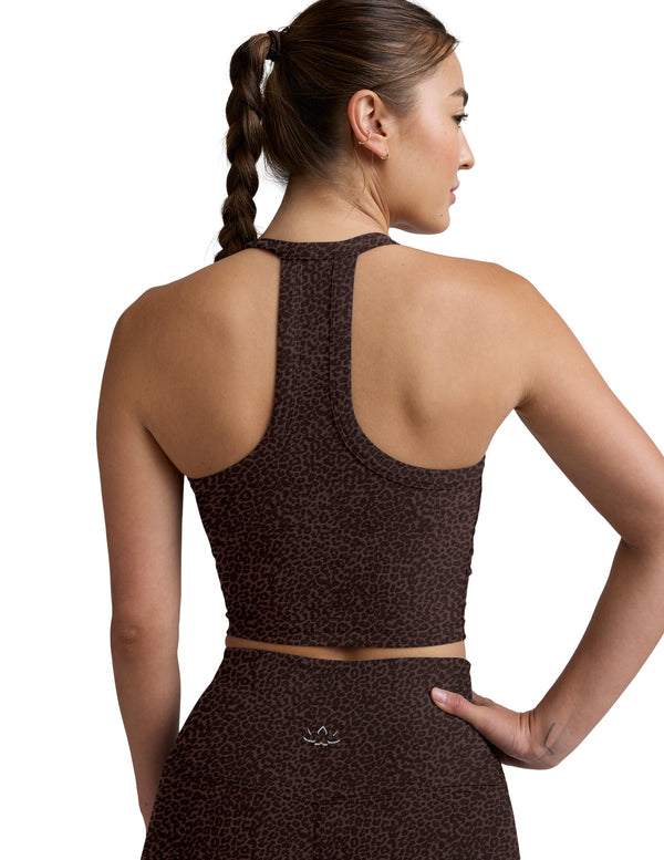 BEYOND YOGA SOFTMARK ON THE UP CROPPED TANK - COCOA PLUM LEOPARD 007GB