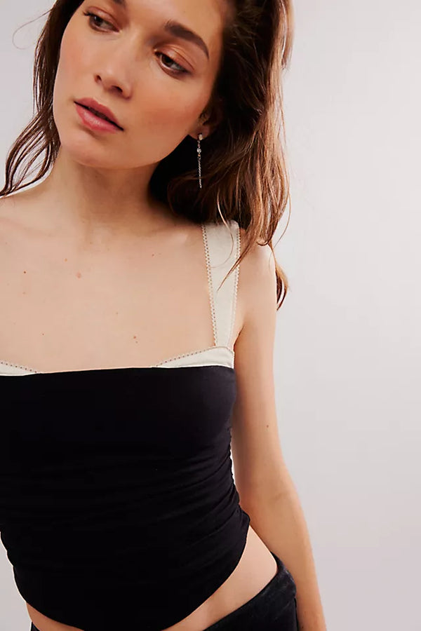 FREE PEOPLE 2 TONE TANK - BLACK 4740