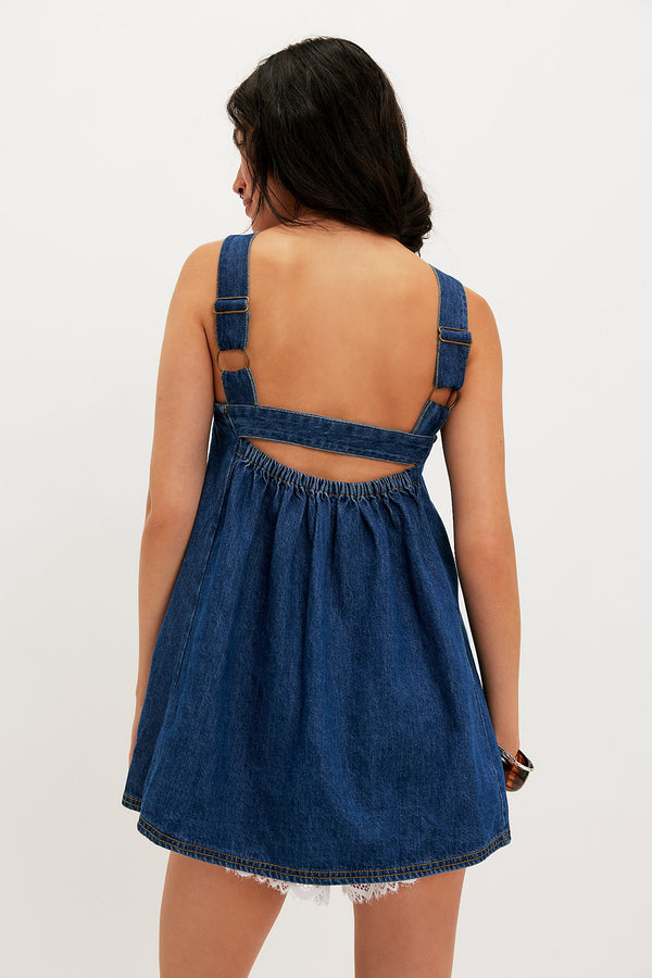 FREE PEOPLE KATIE DENIM TUNIC - DEEP WASH 9627