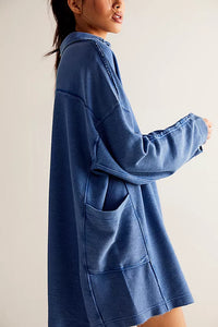 FREE PEOPLE WILDER POLO - RINSED COBALT 6586