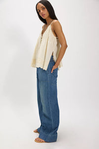 FREE PEOPLE WE THE FREE BREEZY DENIM PULL ON PANTS - COBALT 0725