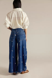 FREE PEOPLE WE THE FREE WESTWARD EMBROIDERED JEANS - UNDER THE SEA 2140