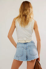 FREE PEOPLE WE THE FREE NOW OR NEVER DENIM SHORTS - MOON CHILD 7694