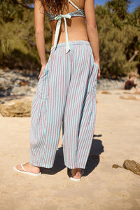 FREE PEOPLE QUINN STRIPED PANTS - PREP ROUGE COMBO 5760