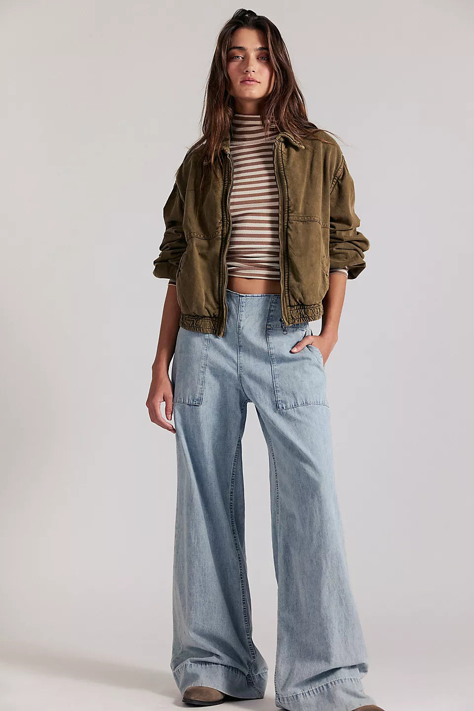 FREE PEOPLE WE THE FREE BREEZY DENIM PULL ON PANTS - DUSK 0725