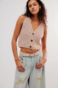 FREE PEOPLE CLOSE TO ME VEST - MELLOW ROSE 4484