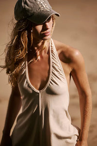FREE PEOPLE MOVEMENT HOT SHOT HALTER ROMPER - TOFU 6876
