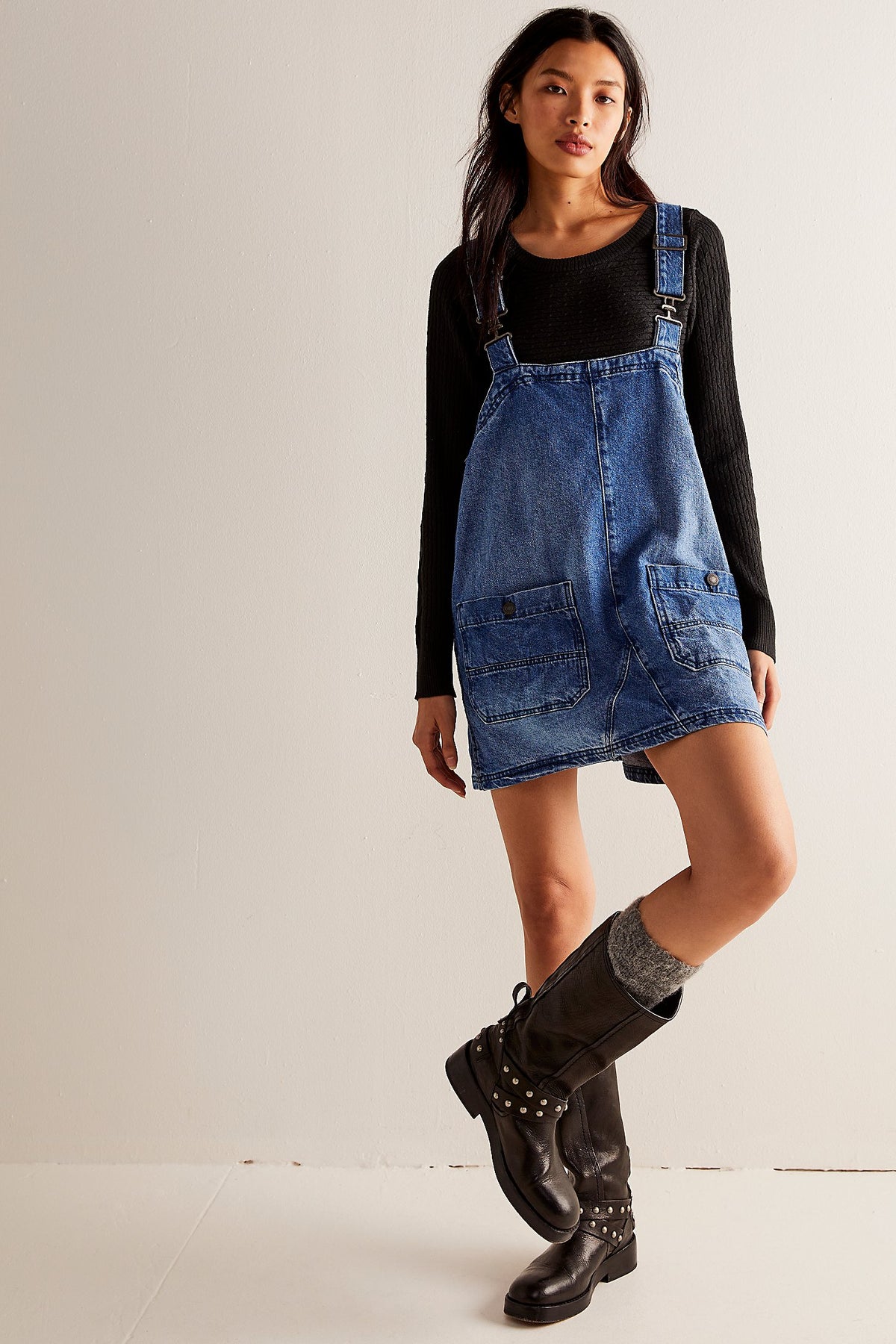FREE PEOPLE WE THE FREE OVERALL SMOCK MINI TOP / SAPPHIRE WASH 0308 FREE PEOPLE WE THE FREE OVERALL SMOCK MINI TOP / SAPPHIRE WASH 0308