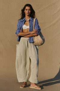 FREE PEOPLE QUINN STRIPED PANTS - CHAMOMILE COMBO 5760