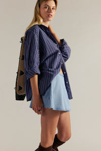 FREE PEOPLE WE THE FREE PARADISE FOUND DENIM SKORT - CAPRI BLUE 3919