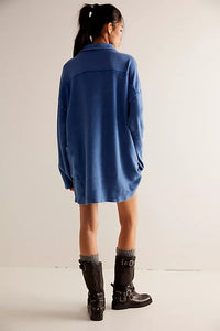 FREE PEOPLE WILDER POLO - RINSED COBALT 6586