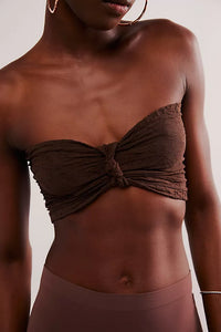 FREE PEOPLE INTIMATELY FLORAL FRILLS KNOTTED BANDEAU - HOT FUDGE 2200