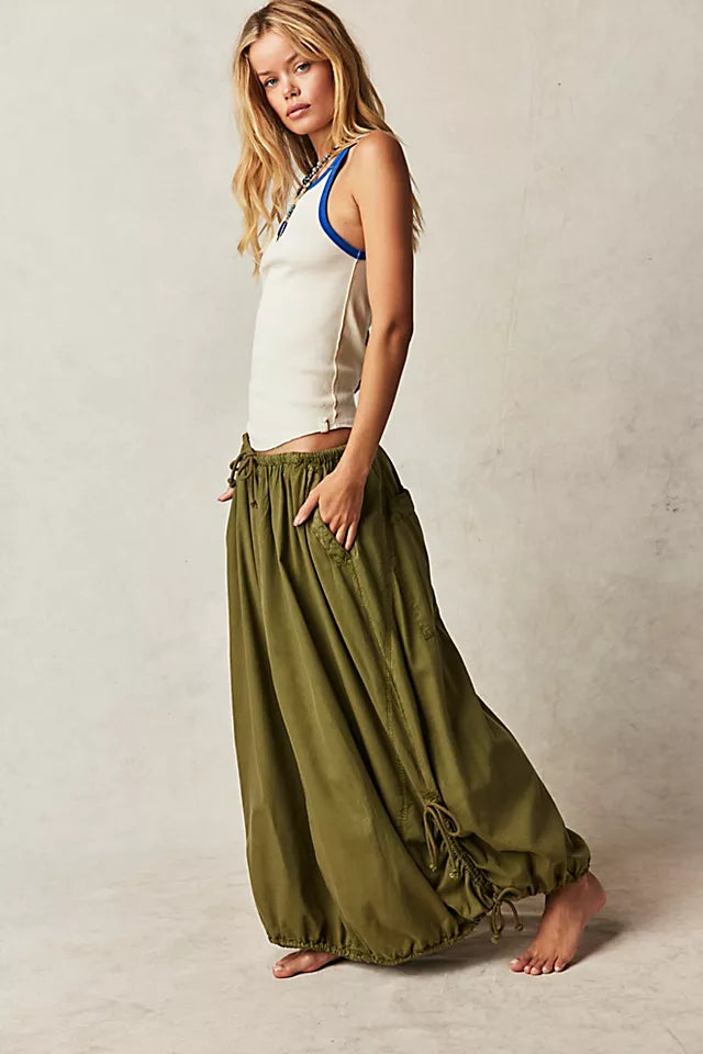 FREE PEOPLE PICTURE PERFECT PARACHUTE SKIRT - AVOCADO TREE 2 6825