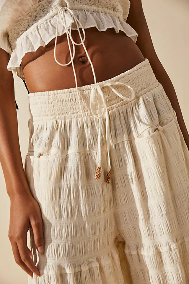 FREE PEOPLE IN PARADISE WIDE LEG PANTS - ECRU 1103