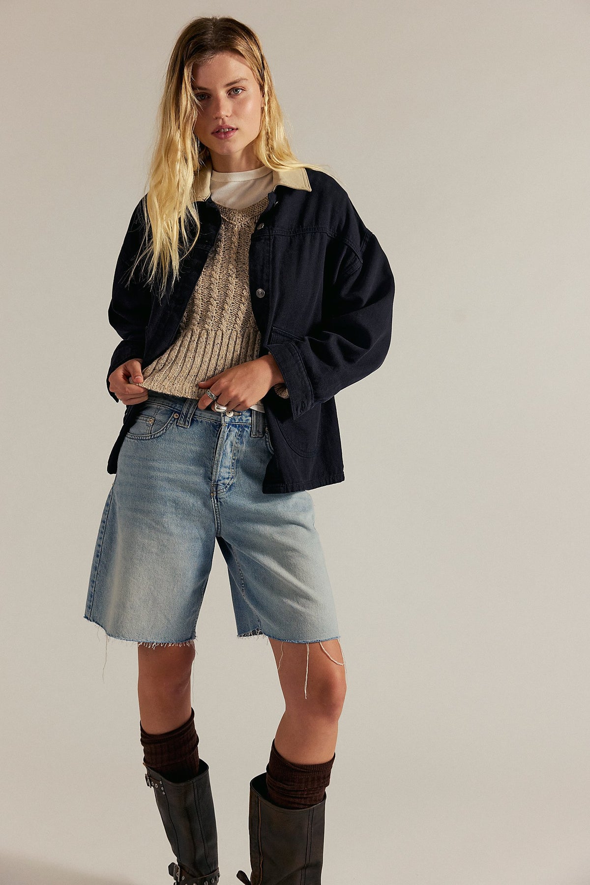 FREE PEOPLE WE THE FREE MONTANA SHORTS - COWGILR BLUES RAW HEM 1837