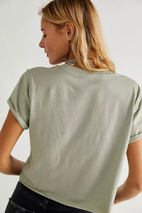 FREE PEOPLE WE THE FREE THE PERFECT TEE -GREEN TEA LEAVES 6189