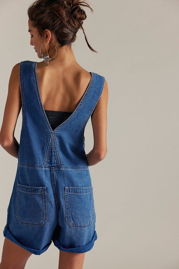 FREE PEOPLE WE THE FREE JUDE SHORTALLS - MID INDIGO 8178