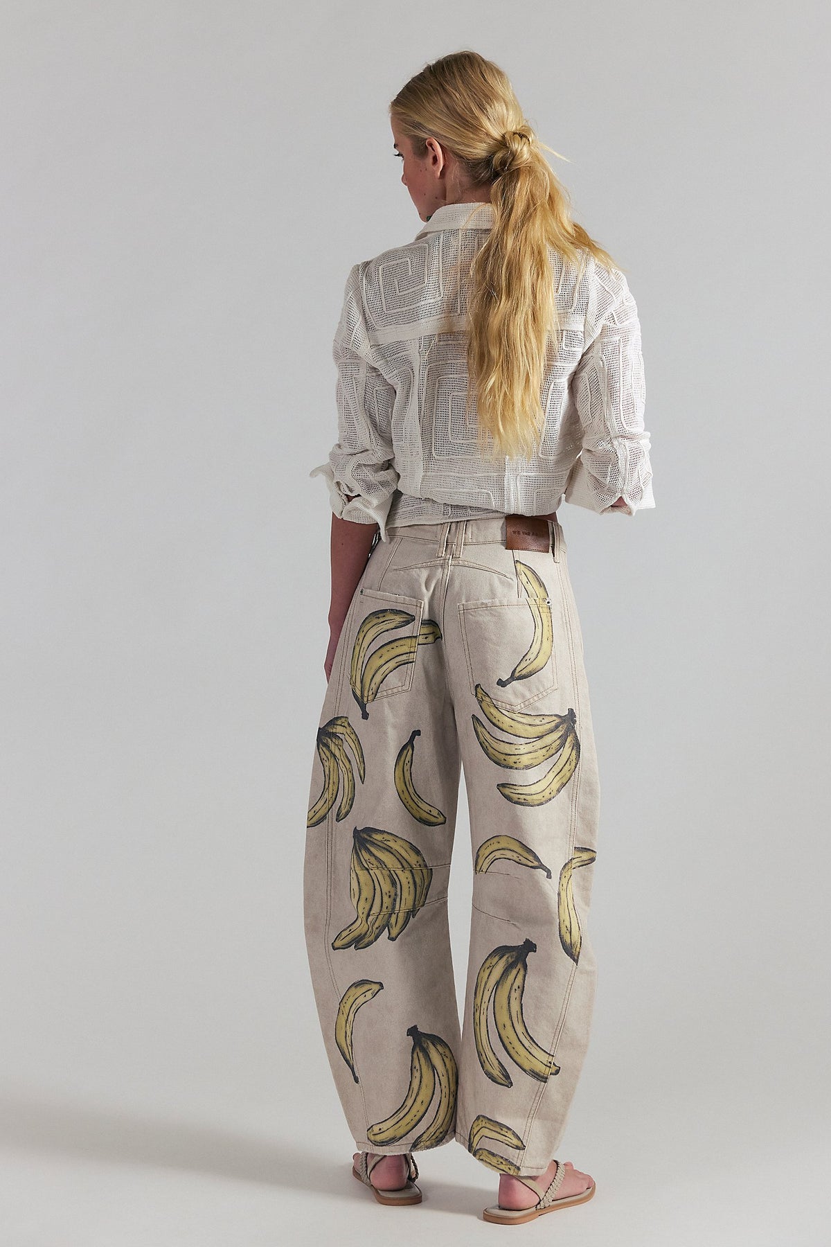 FREE PEOPLE GOOD LUCK PRINTED BARREL JEAN - GO BANANAS 6187
