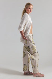 FREE PEOPLE GOOD LUCK PRINTED BARREL JEAN - GO BANANAS 6187