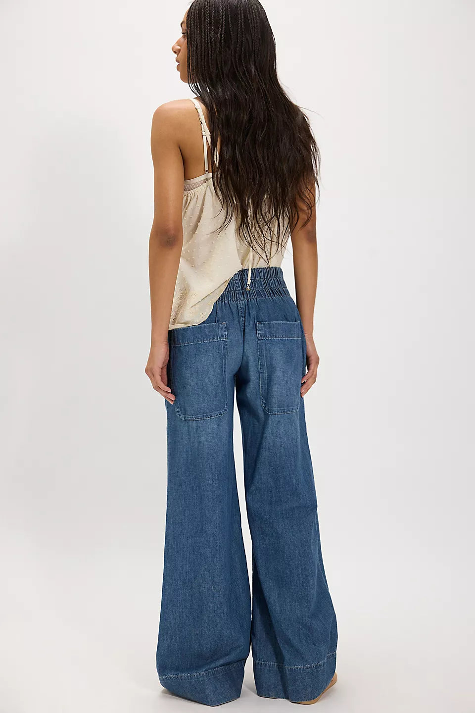FREE PEOPLE WE THE FREE BREEZY DENIM PULL ON PANTS - COBALT 0725