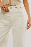 FREE PEOPLE WE THE FREE PALMER CUFFED JEANS - EGGSHELL 5845