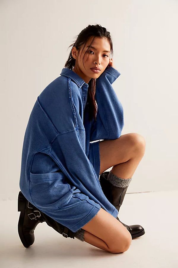 FREE PEOPLE WILDER POLO - RINSED COBALT 6586