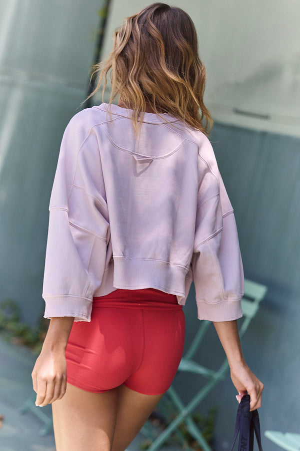 FREE PEOPLE FP MOVEMENT INTERCEPT SHORT SLEEVE PULLOVER - PEARL 9734