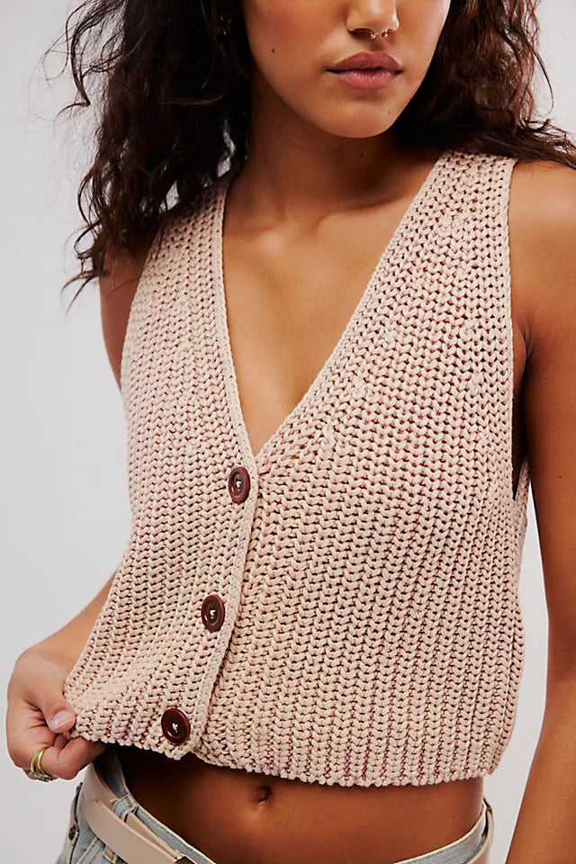 FREE PEOPLE CLOSE TO ME VEST - MELLOW ROSE 4484