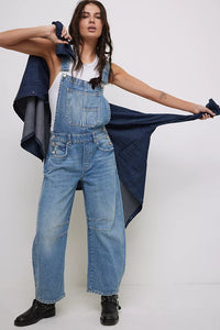 FREE PEOPLE WE THE FREE GOOD LUCK BARREL OVERALLS - ULTRA LIGHT BEAM 2030