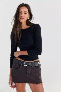 FREE PEOPLE WE THE FREE LAINEY LOW RISE MINI SKIRT - CHOCOLATE 6679