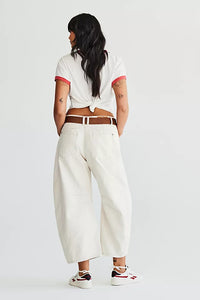 FREE PEOPLE WE THE FREE GOOD LUCK MID RISE BARREL JEAN - MILK 1103