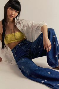 FREE PEOPLE WE THE FREE WESTWARD EMBROIDERED JEANS - UNDER THE SEA 2140